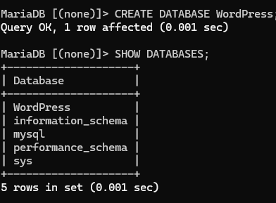 Configuration base de données